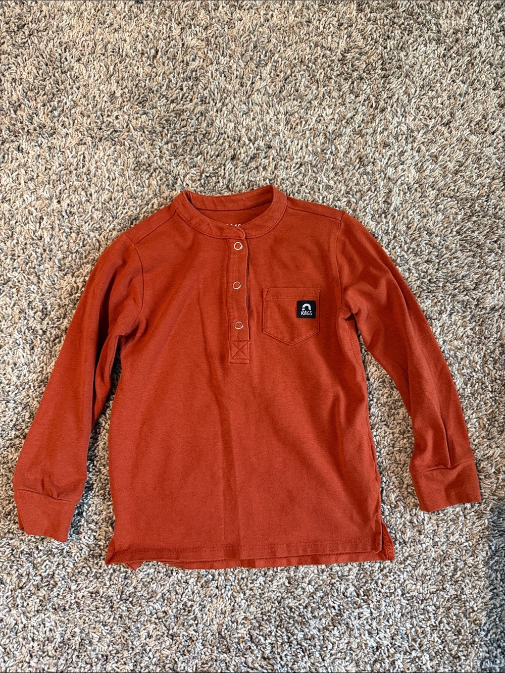 RAGS Kids Long-Sleeve Henley Shirt - Rust